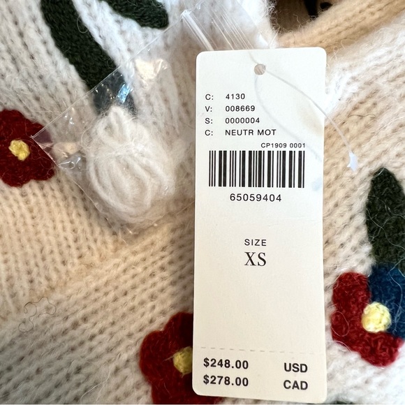 NWT Anthropologie Floral Appliqued Sweater Tunic Dress - Picture 9 of 16